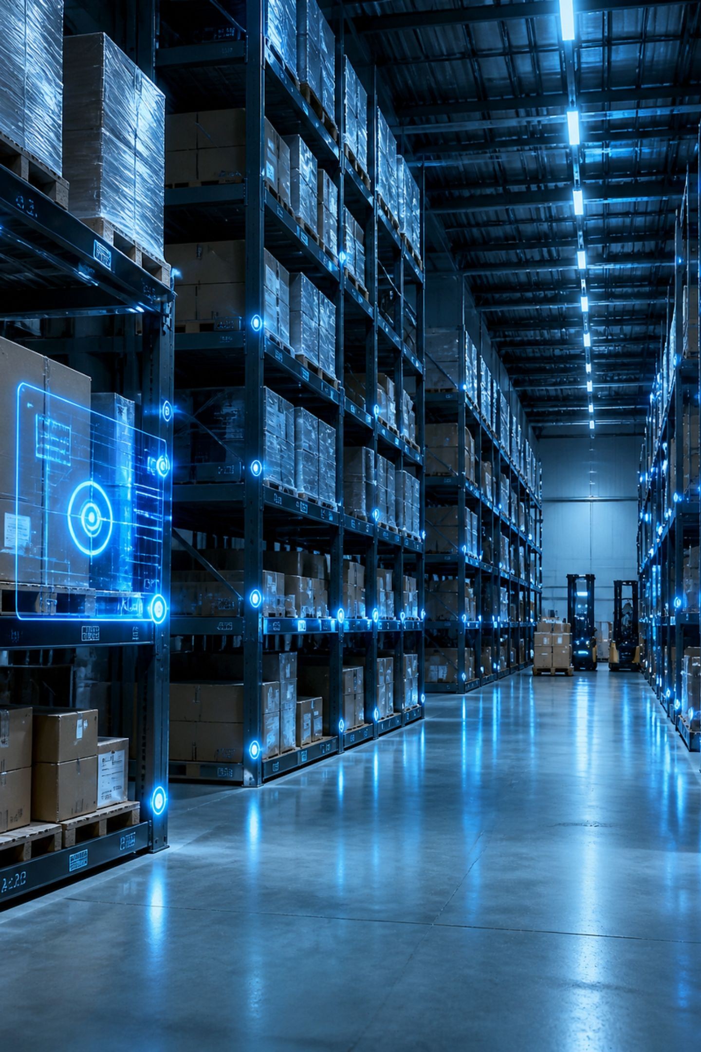 Noliktavas interjers ar digitālu inventāra pārklājumu